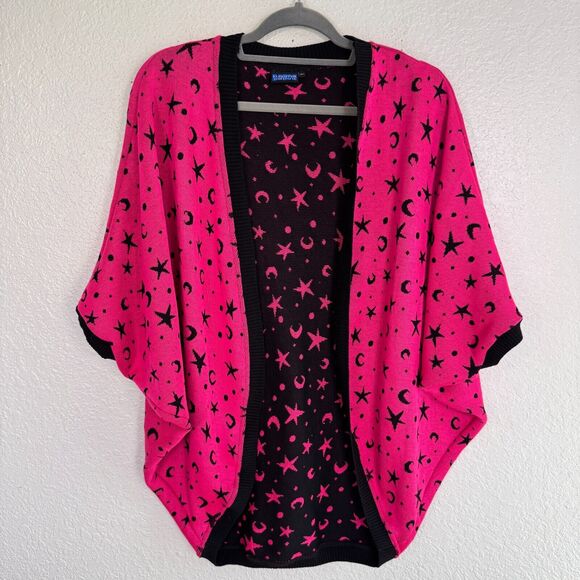 Elhoffer Design Cardigan Womens Essential Starry Witch Dolman Sweater Shrug Pink - Picture 1 of 10